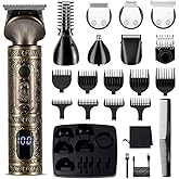 Scttomon Beard Trimmer Kit Professional Hair Clipper Zero Gapped T-Blade Electric Shaver Razor Nose Body Trimmer for Men Cordless Grooming Kit 7 in 1