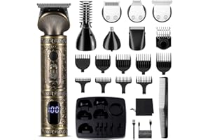 Scttomon Beard Trimmer Kit Professional Hair Clipper Zero Gapped T-Blade Electric Shaver Razor Nose Body Trimmer for Men Cordless Grooming Kit 7 in 1