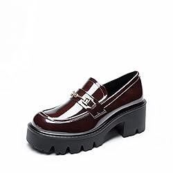 Women Loafers Platform Chunky Heel Slip On Lug Sole