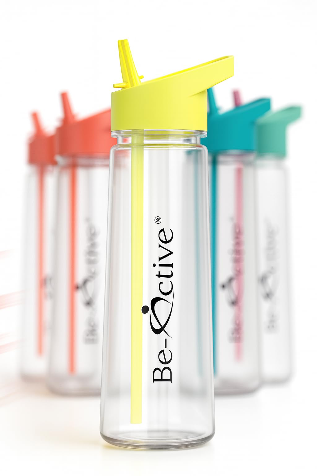 Be-Active Motivational 900ML Water Bottle | with Times to Drink | Straw | Hydrate | BPA Free | Tracker (Yellow)