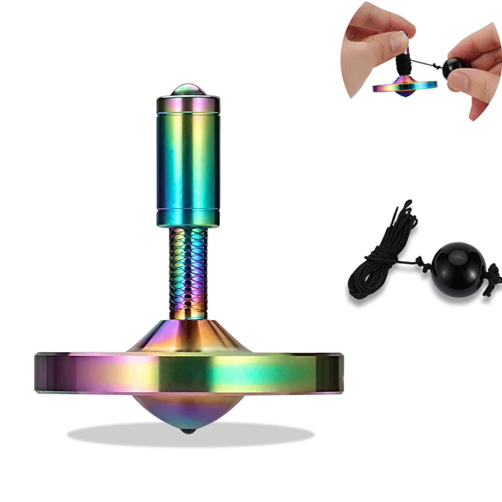 Precision Spinning top with String, High Performance Stainless Steel Metal Anty-Gravity Desktop Gyro Toys, Amazing Spin Time Up to 15 Minutes, Efficiently Waste Your Time (S, Colorful) — image 1