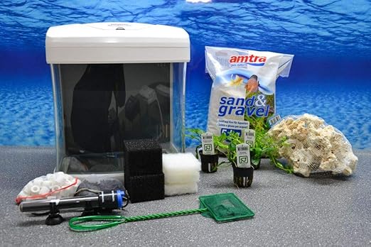 Nano Aquarium Set XCube Komplettset weiß Cube | 26 Liter Becken inkl. Deko, Pflanzen, LED und Mondlicht | Anfänger
