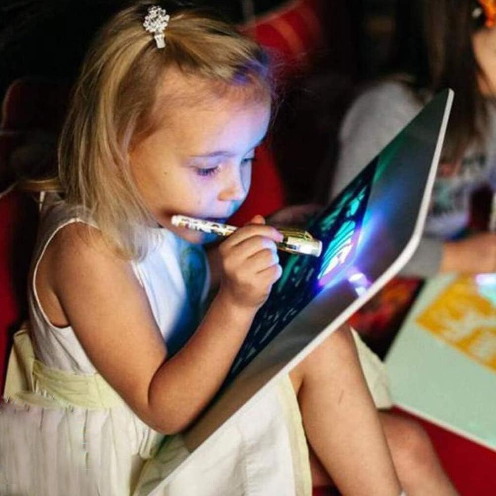 Qjoy Fluorescent Drawing Board, Illuminated Light Drawing Board Toy Development Drawing Doodle Tablets Education Toys, 15cmx22cm, 21cmx30cm and 30cmx43cm