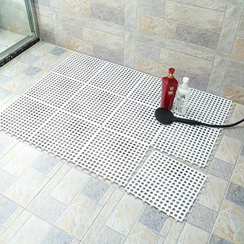 10PCS Interlocking Rubber Floor Tiles with Drain Holes DIY Size