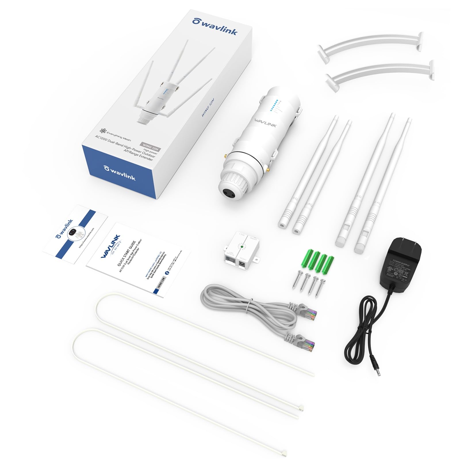 WAVLINK 2025 AC1200 Outdoor WiFi Extender, Long Range Dual Band WiFi Signal Booster Weatherproof with PoE Powered, Gigabit Port, Supports Router/AP/Repeater Modes for Garage,Camping/RV