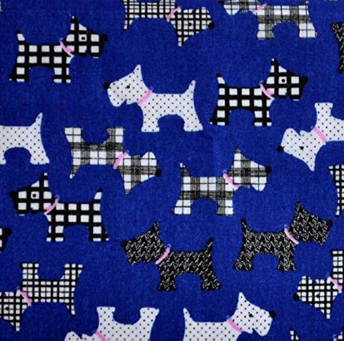 Royal Blue Scottie Dogs Print FQ Polycotton Fabric - 1 x Fat Quarter