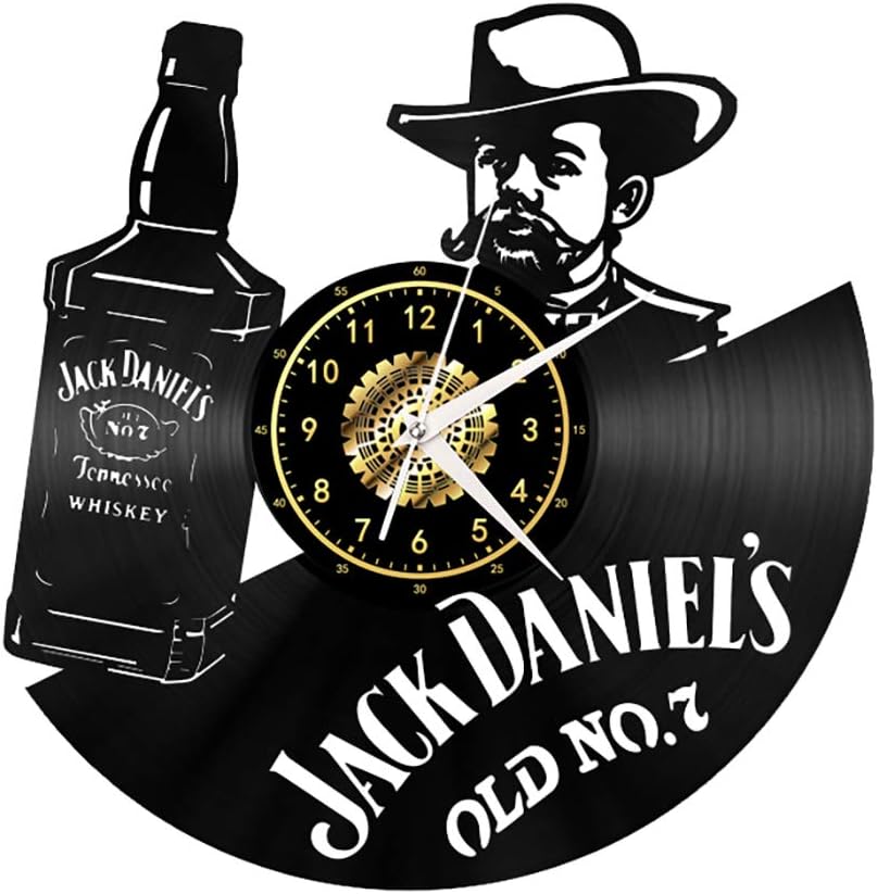 Vinyl Record Music Wall Clock Jack Daniels Theme Graph 3D Modern Bar Series Handmade Digital Clock  - Clock 12 Inches / 30CM,07