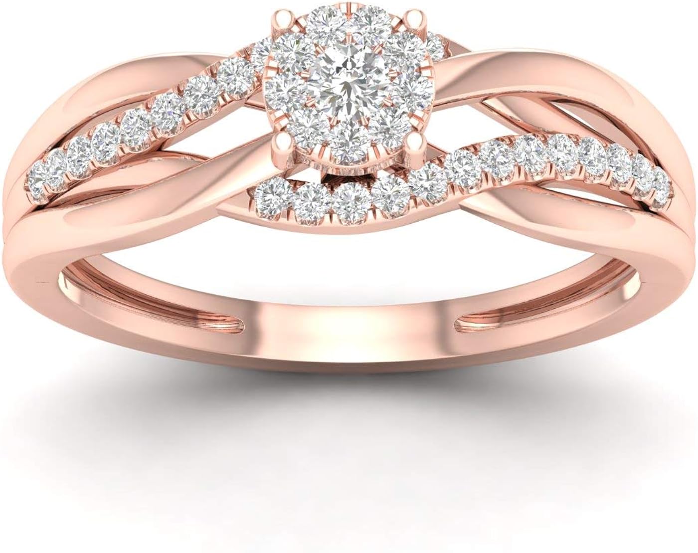 DazzlingRock Ring – 14 Karat Rotgold Mit Blauem Saphir & Weißen Diamanten In Krappenfassung
