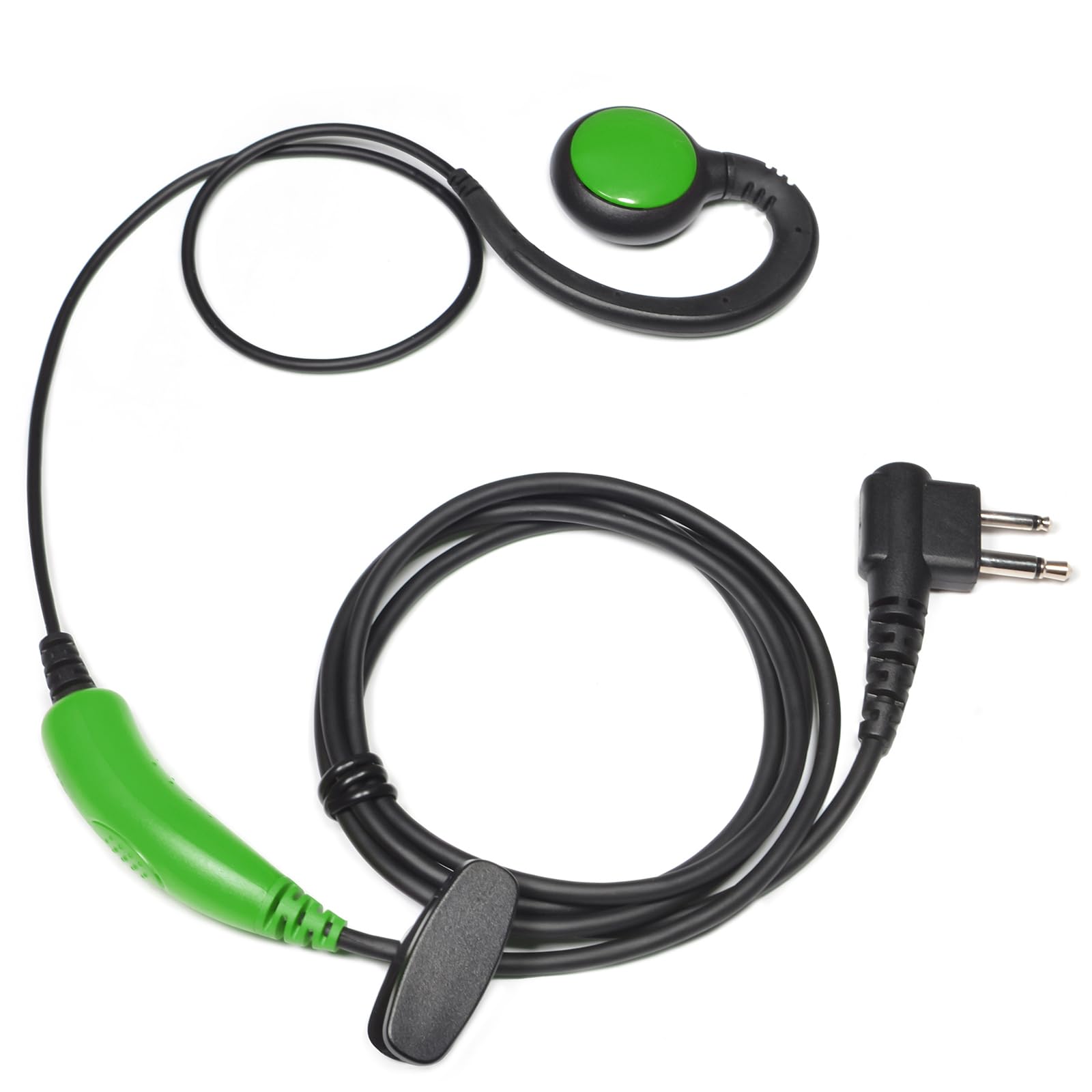 UAYESOK G Shape Radio Ear Piece Headset with Mic 2 Pin for Motorola Walkie Talkie DP1400 CP040 XT420 XT460 GP300 CLS1110 Hytera PD405 PD505 TC620 Midland G15 G18 Security Guard Accessories (Green)