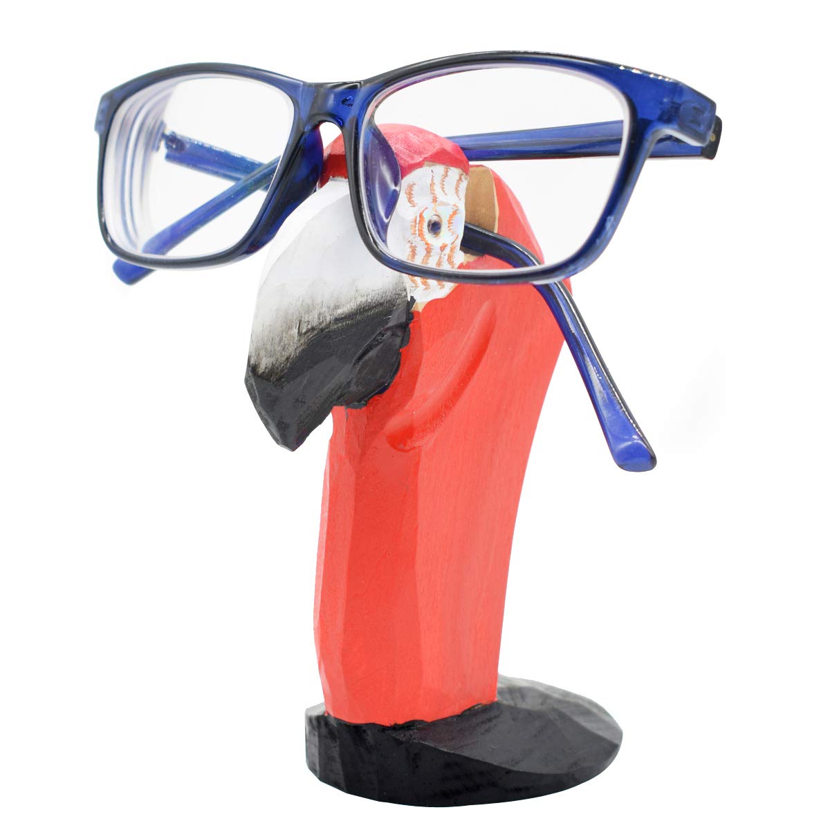 VIPbuy Hand Carved Wood Eyeglasses Spectacle Sunglasses Holder Stand Animal Shaped Home Office Desk Décor Gift (Parrot)