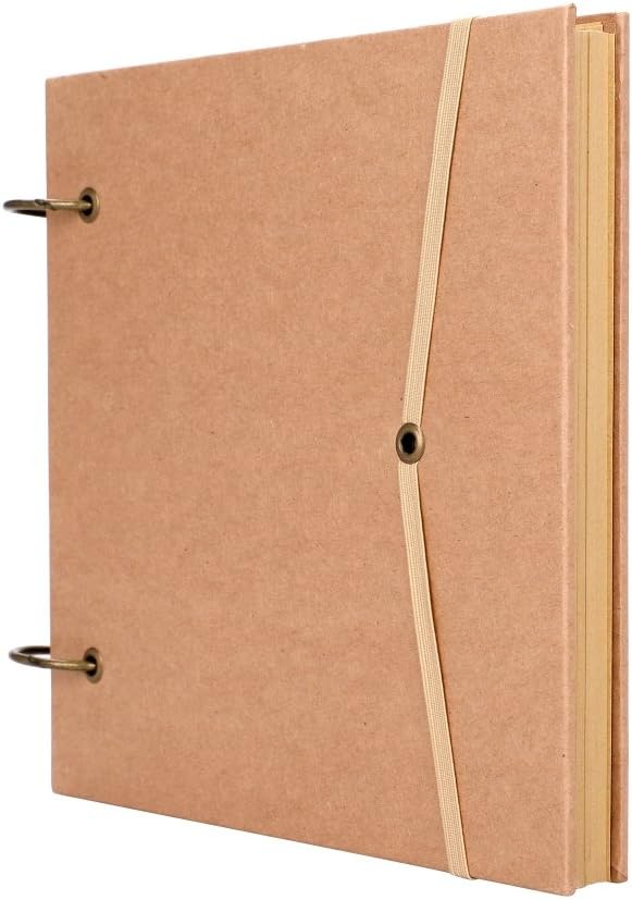 A4 Kraft Scrapbook,Blank Ring Binder Notebook Notepad Loose Leaf