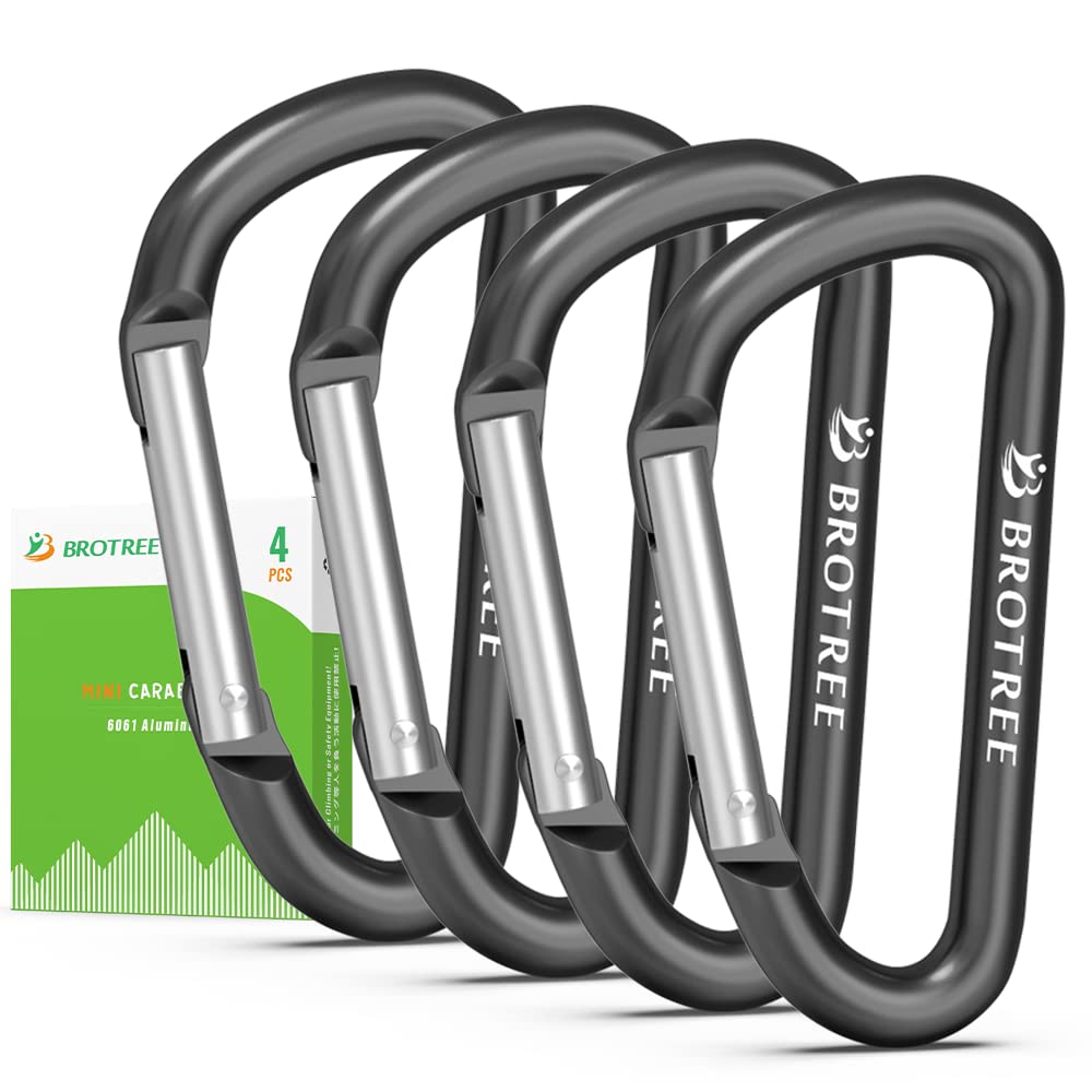 Brotree Small Carabiner Clips Mini Aluminum Carabiner - 6cm D-Ring