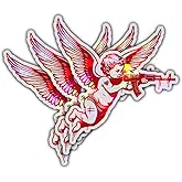 3 Pcs Angel with Machine Gun Sticker, Gun Stickers Decals, Cupid Stickers, Offensive Bumper Stickers - Funny Vinyl Stickers for Water Bottles Laptop Phone Car Window Helmet (Hologram, 3 inch)