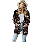 Jndtueit Fall Maple Leaf Cardigan Sweaters for Women Long Sleeve Cardigan Soft Drape Open Front Dusters V-Neck Jackets Dressy