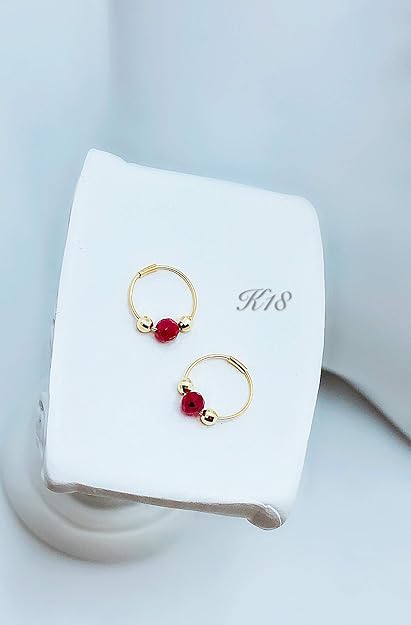 Amazon K18 ピアス 18金 フープピアス ガーネット ミラーボール レディースアクセサリー プレゼント ギフトラッピング込み ピアス 通販