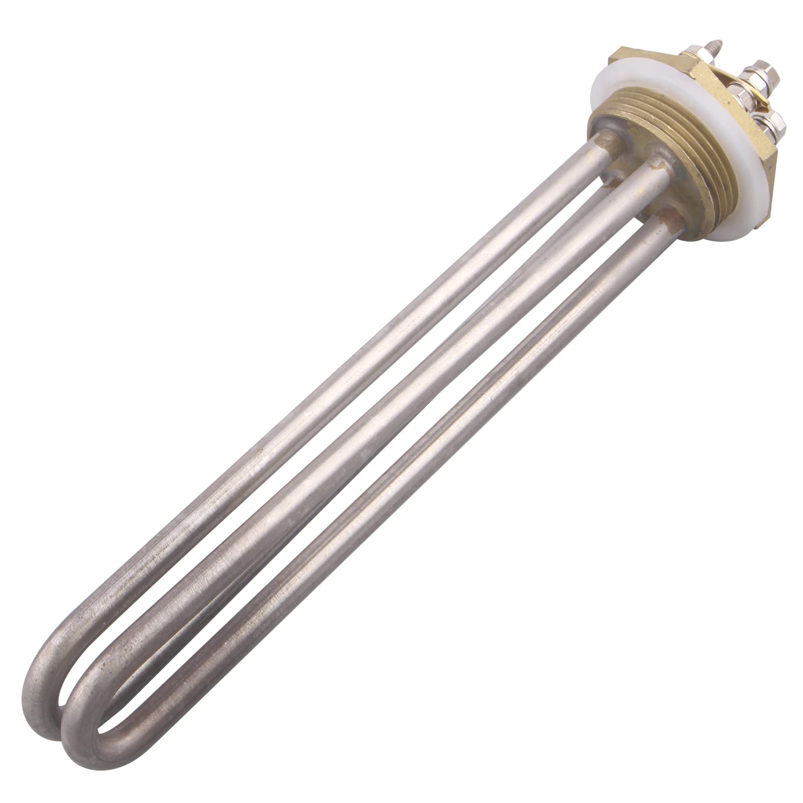 DERNORD 48V 1500W DC Submersible Water Heater Element Stainless Steel Heating Element with 1.25 Inch BSP Brass Thread Fitting Double U Typ