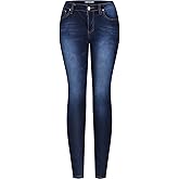 2LUV Women's Stretchy 5 Pocket Dark Denim Skinny Jeans Medium Blue 3