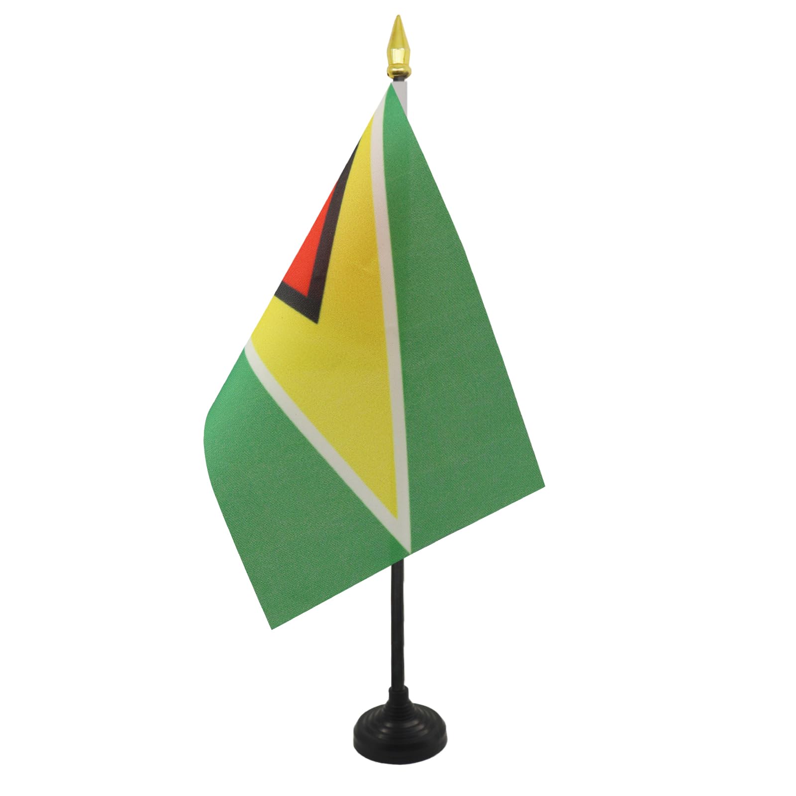 AZ FLAG - Guyana Table Flag 4'' x 6'' - Guyanese Mini Desk Flag 100% Polyester 15 x 10 cm - Office Mini Banner with 10'' Pole - Golden Spear