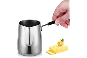 Butter Warmer Pot 20oz/600ml,18/10 Tri-Ply Stainless Steel Butter Warmer,Mini Sauce Pan Butter Melting Pot,Heat Evenly Small 