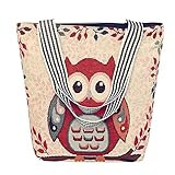 New!Todaies,Women's Owl Bags Canvas Cartoon Handbag Shoulder Messenger Bag Ladies Satchel Tote Bags 4 Colors 2018 (33cm(L) 10cm(W) 32cm(H), A)