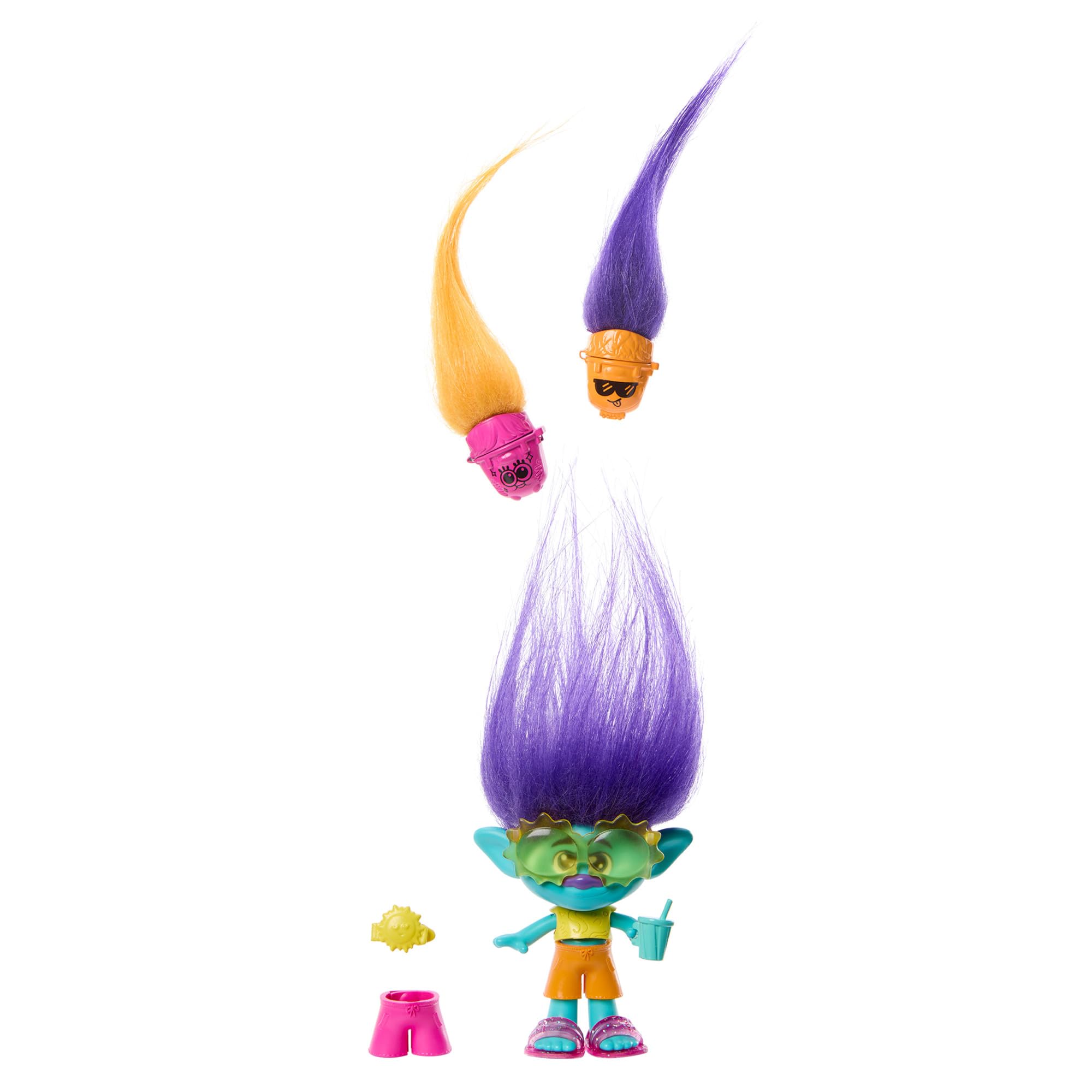 ​DreamWorks Trolls Band Together Hair Pops Branch Small Doll with Removable Clothes & 3 Surprise Accessories, HNF12