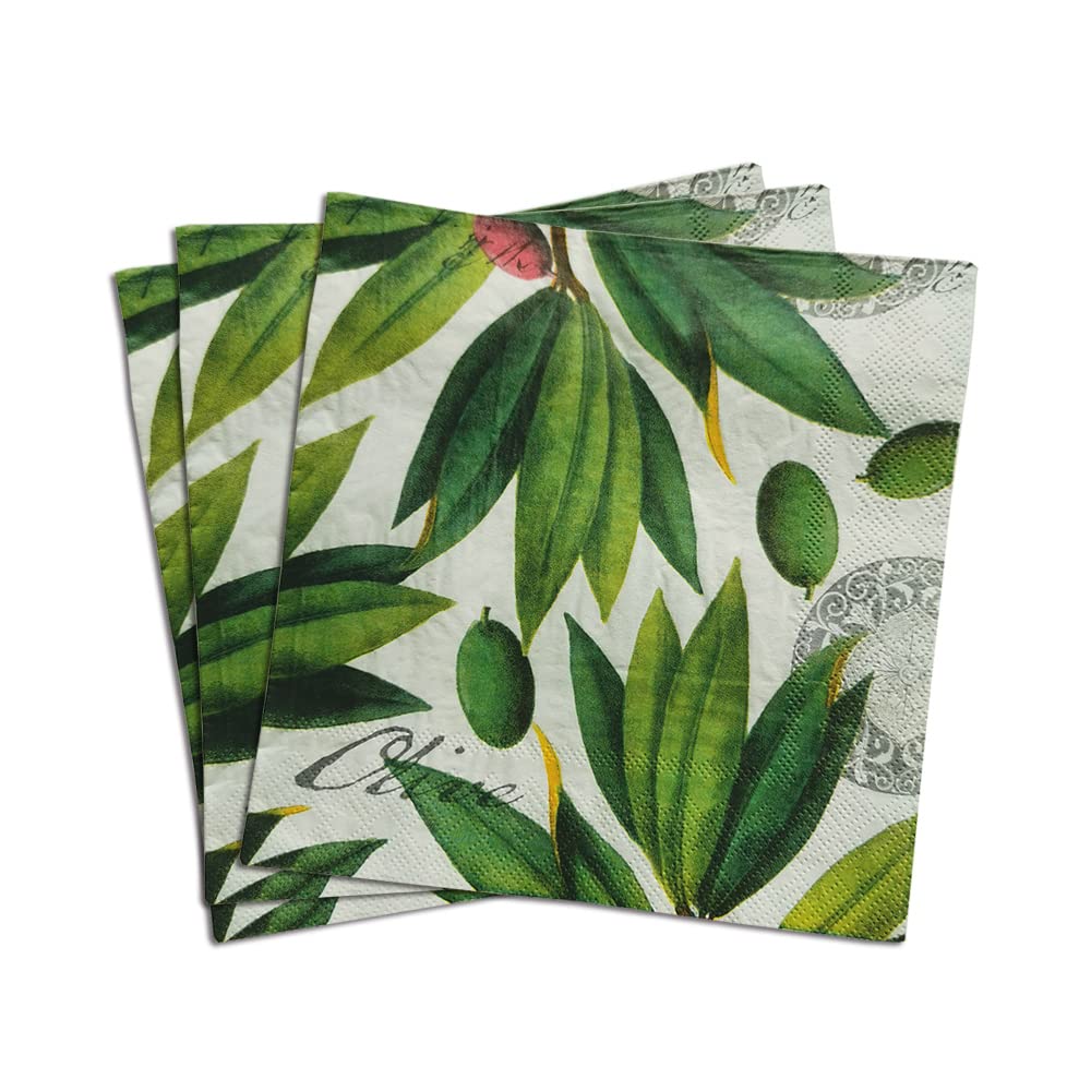 Photo 1 of Zelten 2-Ply 20 Count Colored Paper Napkins Shabby Chic Napkins for Wedding Dinner Tea Party Decoration E (Olive Tree, 1)