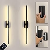 Easy Install Peel and Stick on Battery Operated Wall Sconces Set of 2 Rechargeable, Magnetic Linear Wall Sconce Wireless Long