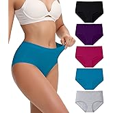 wirarpa Women's Cotton High Waisted Underwear Full Coverage Cotton Brief Panties 5 Pack