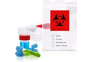 PUREVACY Biohazard Specimen Bags 3 x 5, Clear Red Black Biohazard Bags 100 Pack, Polyethylene Durable Bio Hazardous Bags, 2 Mil Pull to Tear Hazard Bags, Waterproof Bio Zip Bags