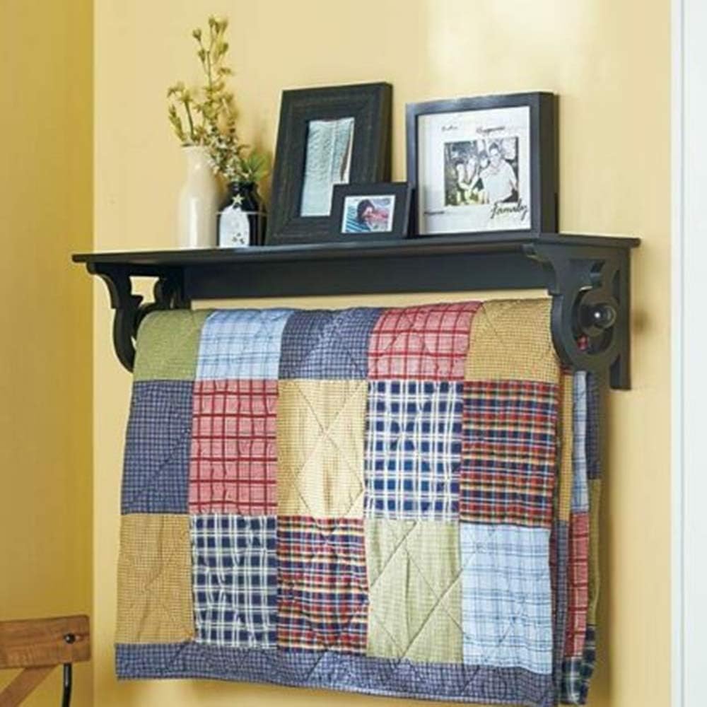Briskly41 Shelf Blanket Holder Wooden Deluxe Quilt Rack with Wall