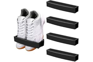 4 Pcs Adjustable Wall Mounted Shoes Rack,Door Shoe Hangers Plastic Holder Organizer Rv Hanging Rack With Stickers,Black