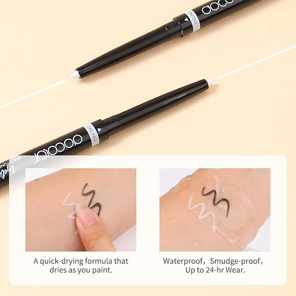 DOCOLOR EYELINER GEL PEN ULTRA-PIGMENTED WATERPROOF SMUDGE-PROOF GEL EYELINER PENCIL, WHITE
