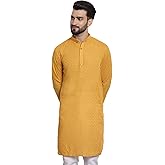 Sojanya (Since 1958 Men'S Cotton Kurta With All Over Embroidery