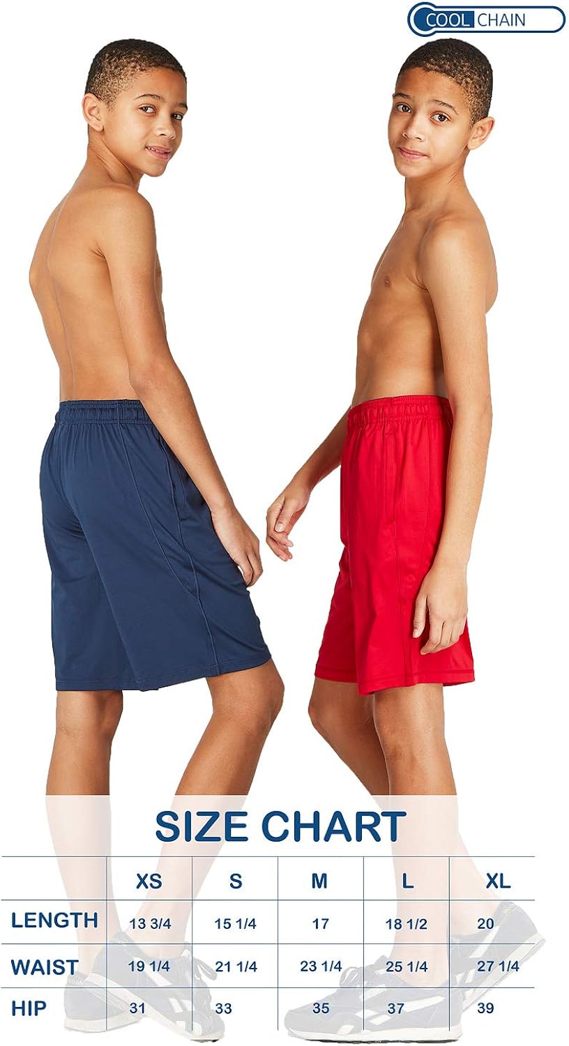 DEVOPS Boys 2-Pack Active Athletic Basketball Shorts with Pockets: Clothing