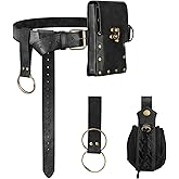 Renaissance Belt with Pouch Waist Bag - Coin Purse for Pirate, Renaissance Accessories for Festivals, Cosplay & Halloween (Black)