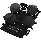 KALIYADI Round Polarized Sunglasses for Men Women Retro Metal Hippie Circle Style Sun Glasses UV Protection