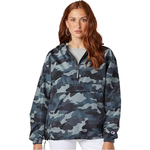 Champion Packable Quarter-Zip Jacket S Light Blue at Amazon