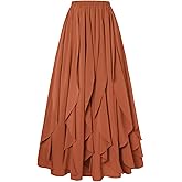 SCARLET DARKNESS Womens Boho Maxi Skirt 2026 Renaissance Long Skirt High Waist Ruffle Flowy Skirts