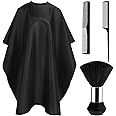 FEBSNOW Hair Cutting Cape Kit,Professional Barber Cape with Neck Duster Brush for Adults Waterproof Hairdressing Salon Cape with Adjustable Closure Snap Salon Barber Supplies