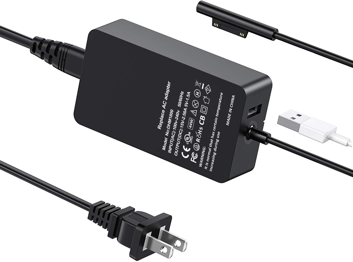 Surface Pro Charger Surface Book Charger 44W 15V 2.58A Power Supply for Microsoft