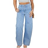 Eytino Women Plus Size Wide Leg Jeans High Waisted Stretchy Straight Leg Jeans Loose Trendy Denim Pants(1X-5X)