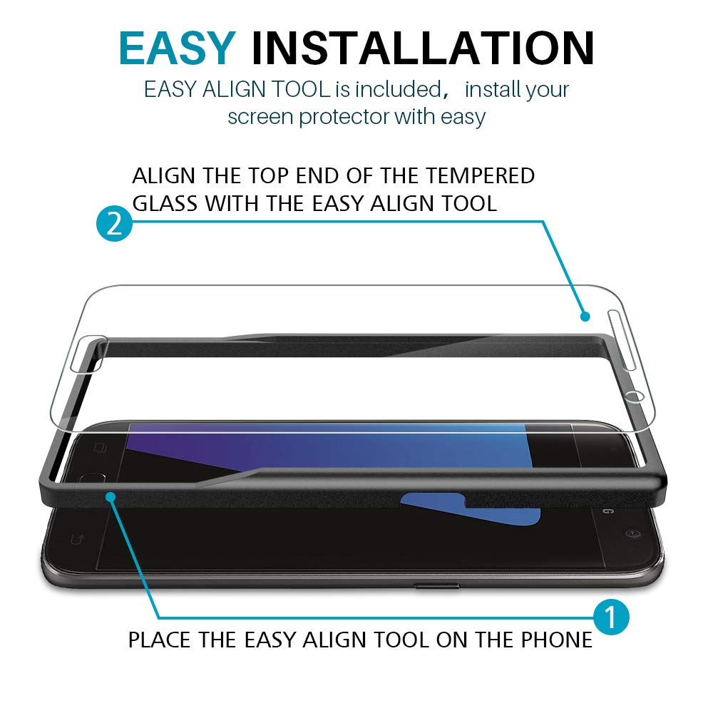 L K 3 Pièces Protection Écran pour Samsung Galaxy S7, S7 Verre Trempé [Anti-Rayures] [Installation Facile du Cadre d\'alignement] [Haute Définition] Film Protection