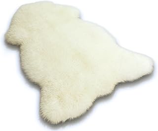 Zaloop Öko Lammfell Schaffell weiß 100-110 cm echtes Fell ökologisch gegerbt