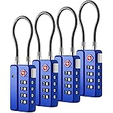 LUGGEX TSA Locks for Luggage, One-Button Reset TSA Approved Luggage Locks, Suitcase Locks, Ease of Use & Durable（Blue, 4 Pack）