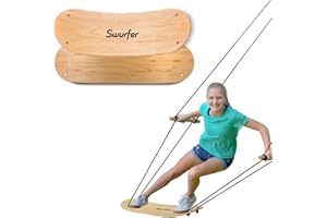 Swurfer TreeSkate Skateboard Swing, Outdoor Stand Up Surf Swing, Holds Up to 200 lbs, Ages 6 and Up, Adjustable Handles, Grip Tape, Kids Outdoor Play Equipment for Children and Adults (Waves)
