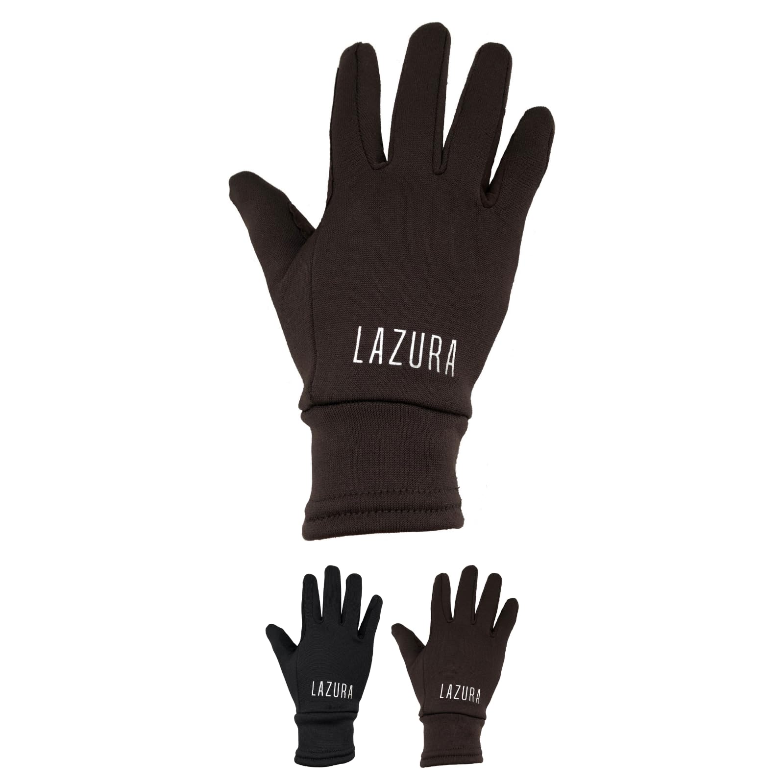 LAZURA - Calgary Winter Riding Gloves | Soft Winter Gloves for Riding | Includes Reins Reinforcement | Thin Warm Gloves in Brown | Unisex Riding Clothing in Size XL