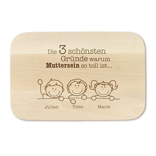 Casa Vivente Frühstücksbrettchen mit Gravur – Gute Gründe – Personalisiert mit Namen – Schneidebrett aus Ahornholz – Geschenk
