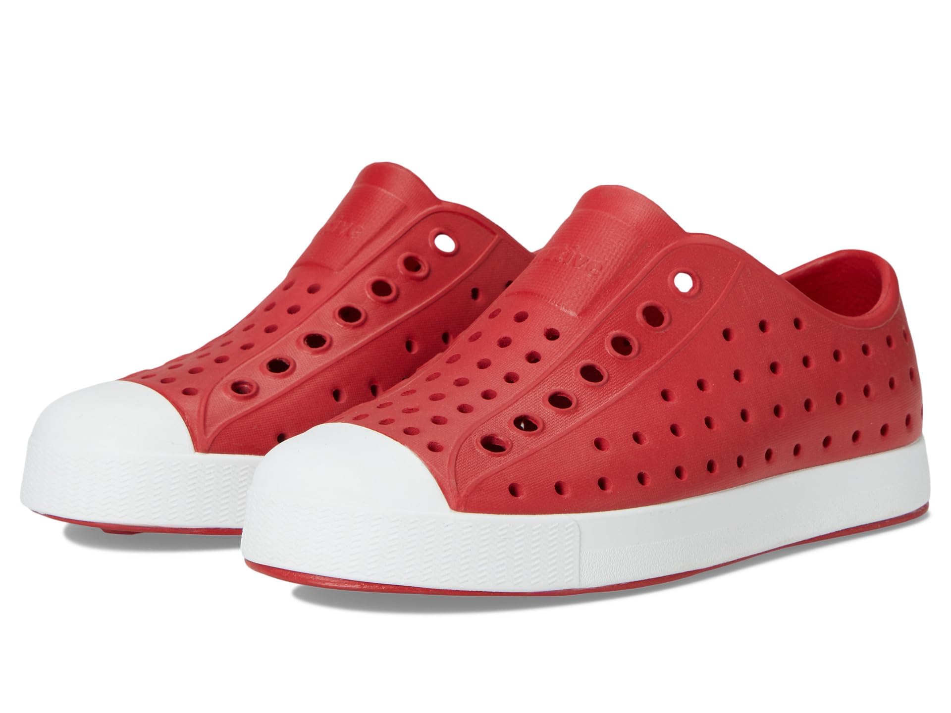 Native Shoes Unisex-Kids Jefferson Sneakers, Ruby Red/Shell White, 13 Little Kid Image