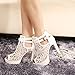 getmorebeauty Women's White Pretty Lace Flowers Open Toes High Heels Ankle Boots 9 US