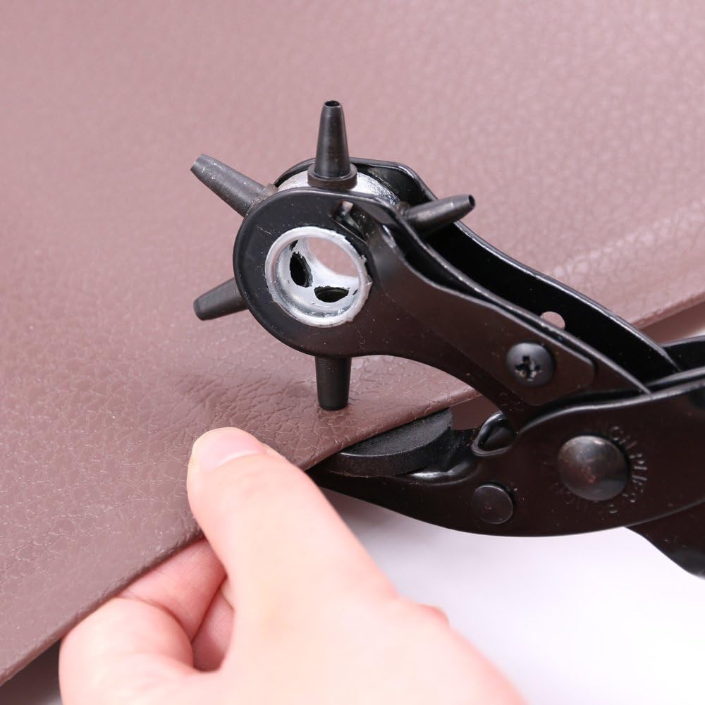 Glarks Heavy Duty Adjustable Metal Hole Punch Pliers Revolving Leather Belt Hole Punch with Eyelet Pliers Tool Kit for Belt Watch Bands - Image 5